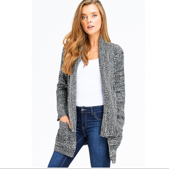 NWT Premium Two Tone Boho Chunky Weave Cardigan - Picture 2 of 6